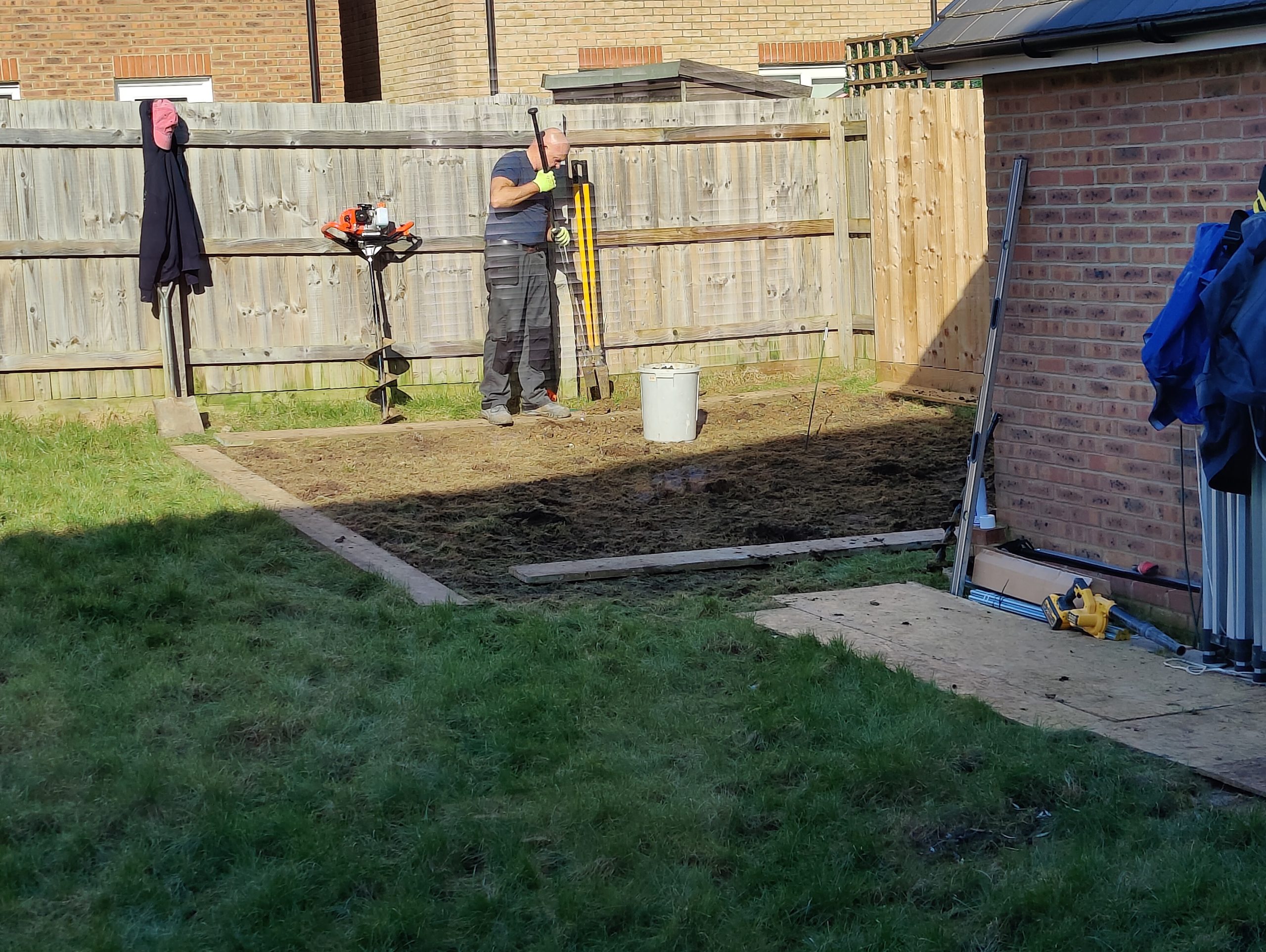 The Mallard Garden Room In St Albans - Need (Before Construction, Showing The Area Being Prepared With Tools And Equipment For The Groundwork)